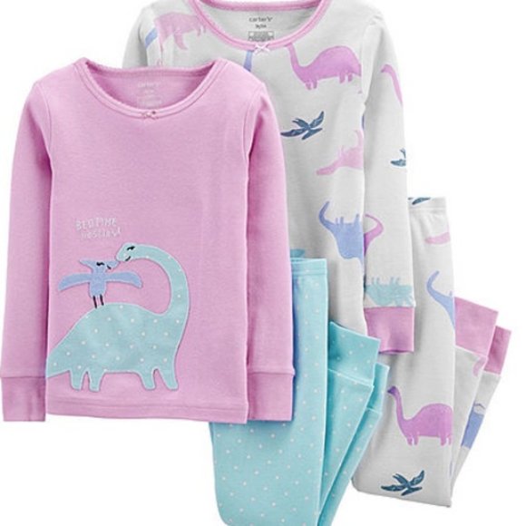 NWT 5t 5 4t 4 dinosaur pajamas carters easter spring passover trex girl birthday - Picture 1 of 7